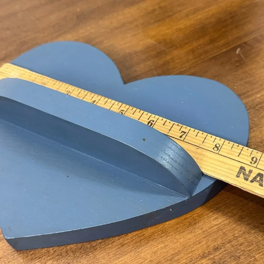 Wooden Blue Heart Shelf Wall Decor Trinkets 8.5